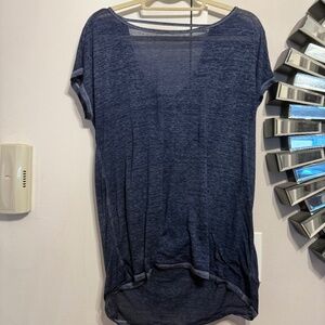 Slouch Back Semi-Sheer Navy T-Shirt Size M